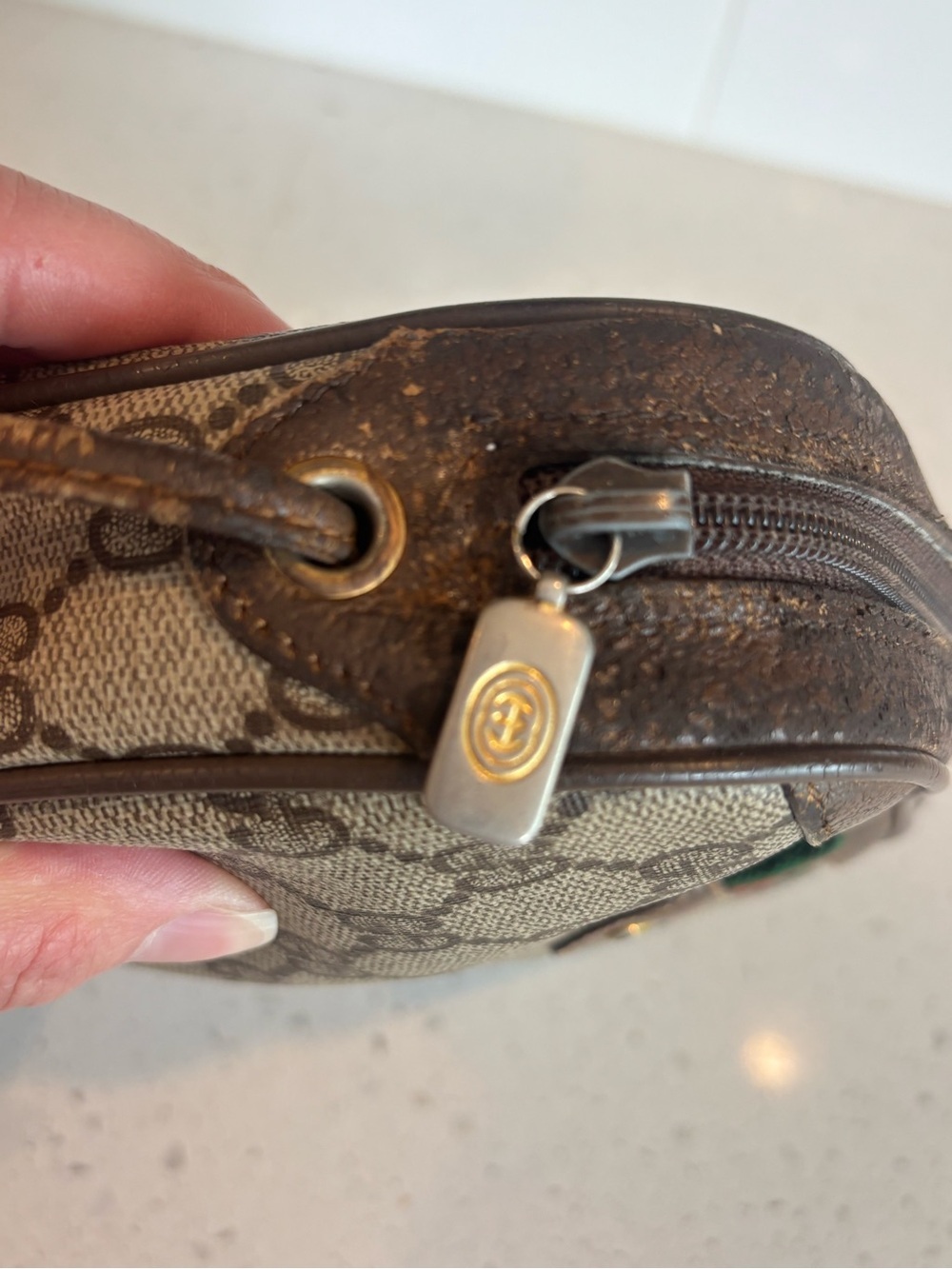 Gucci Beige/Brown Monogram Crossbody with Green-Red Web - Picture 6 of 16